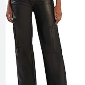 NWT KUT From the Kloth Jodi Coated High Rise Women’s Black Wide-Leg Cargo Jeans